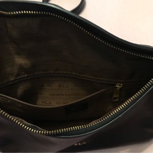 Lauren by Ralph Lauren Black Leather Crossbody Bag Gold Hardware - Picture 6 of 12
